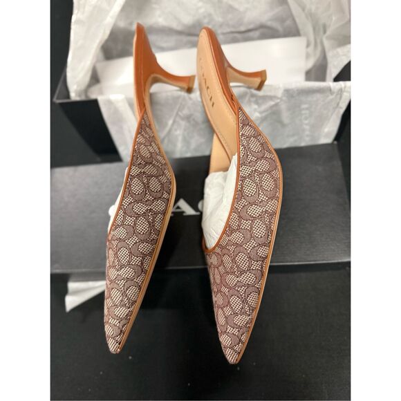 New Coach Renn Micro Signature Jacquard Logo Mule Heels 9.5 - Picture 3 of 6